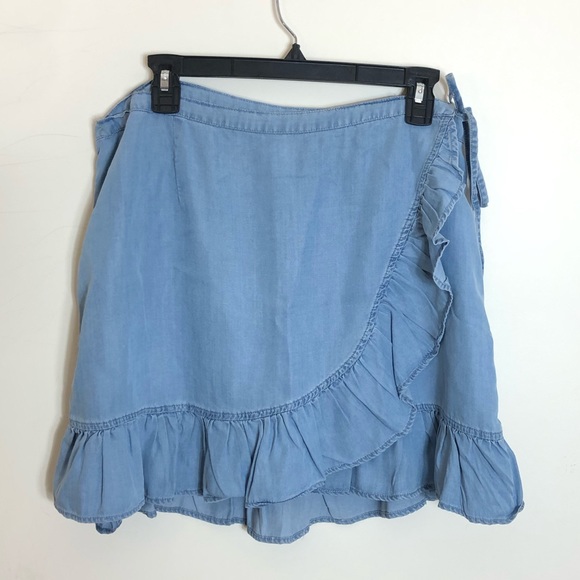 ASOS Dresses & Skirts - ASOS chambray wrap skirt with ruffles